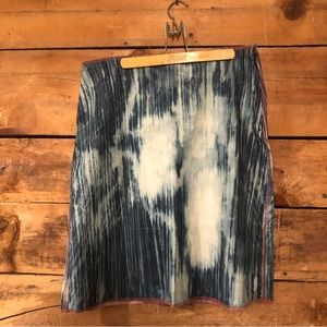 Free People Blue and White Tie Dye Pencil Skirt with Side Zipper